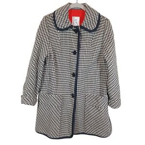 M. Liman Coat Womens 12 Black White Houndstooth Wool Button Front Winter Jacket